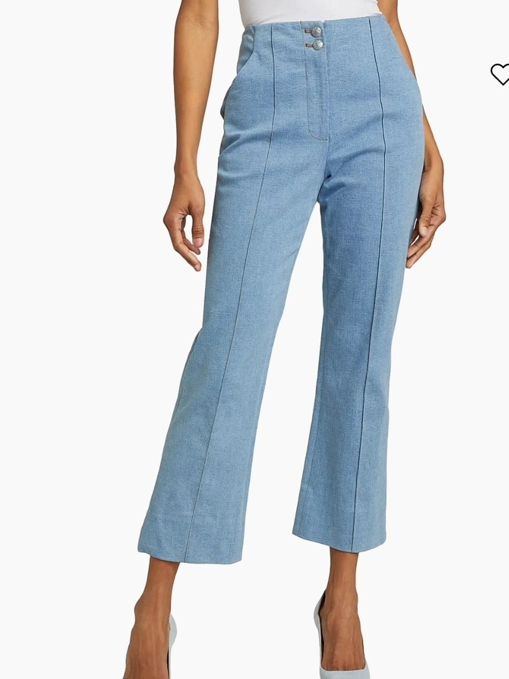 Veronica Beard Light Blue High-Rise Crop Flare Jeans